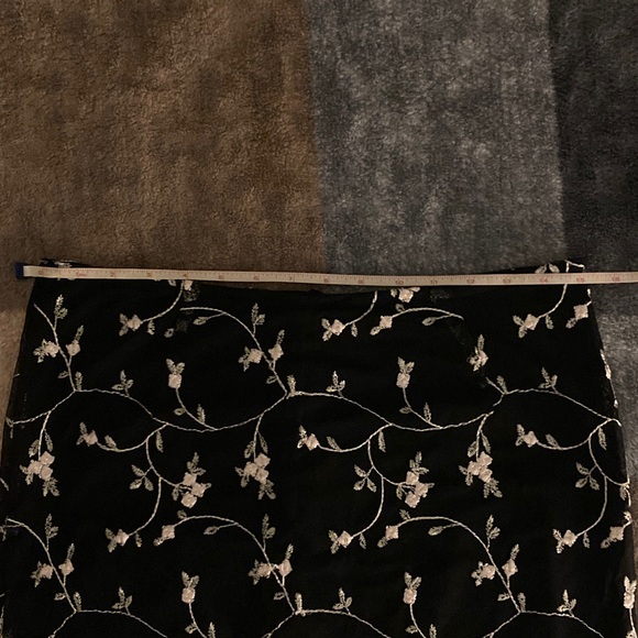 Only Black Mini Skirt with Blush Colored Floral Embroidery - Picture 6 of 7